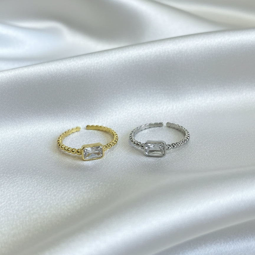 Anillo Ajustable Zirconia Rectangular