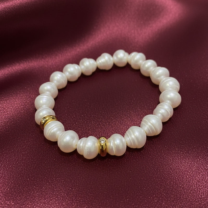 Pulsera Perlas con Esferas de Zirconias