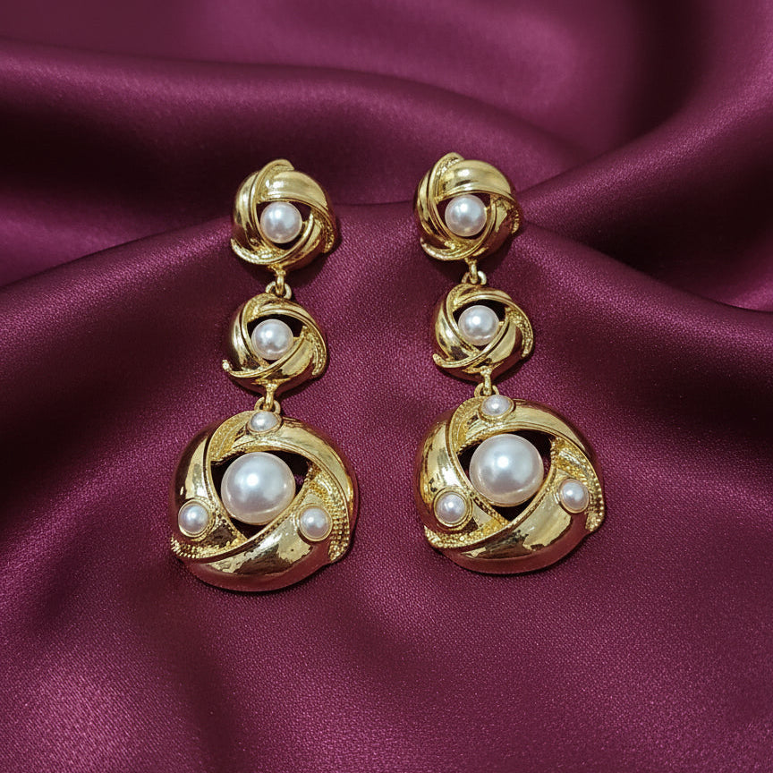 Aretes con 3 Perlas