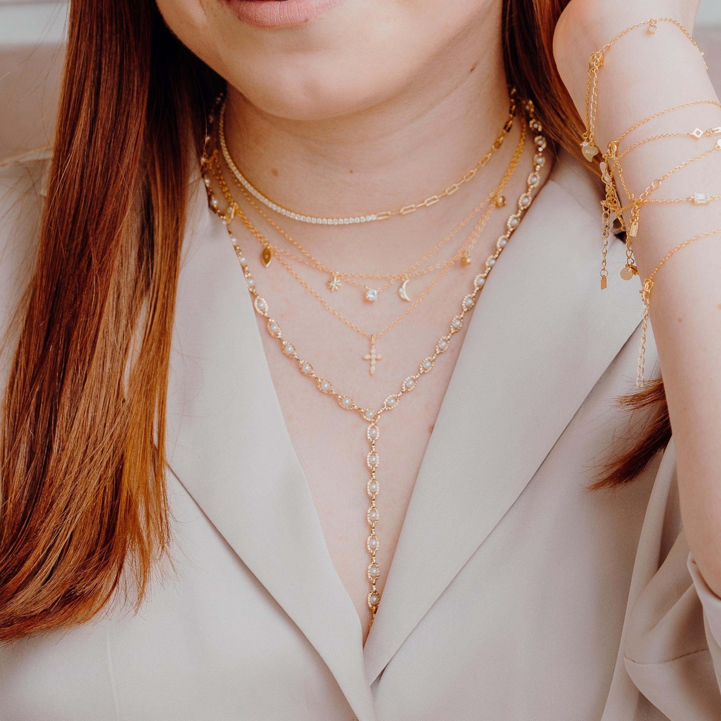 Collar Mitad Zirconias Mitad Cadena