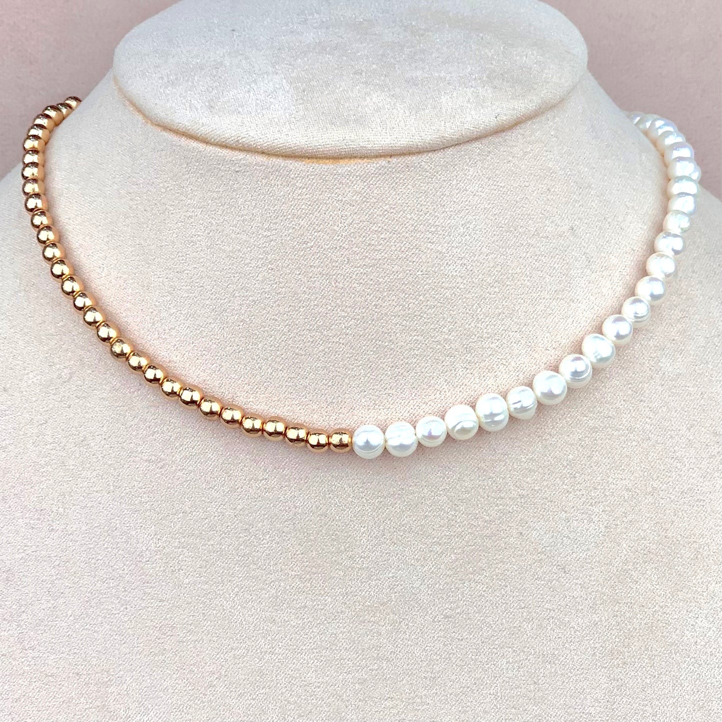 Collar Mitad Perlas Mitad Hematitas