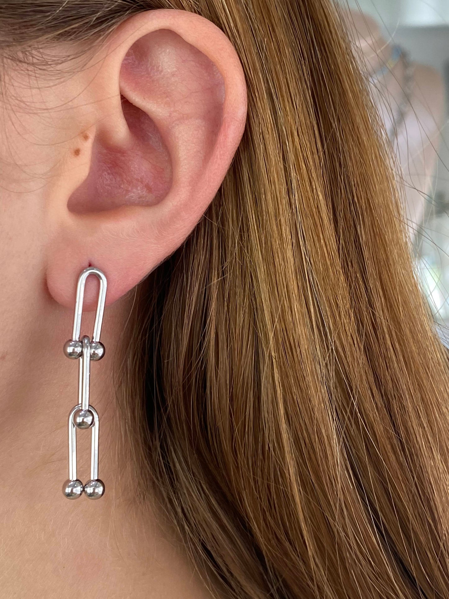 Aretes Chunky Chain Plateados