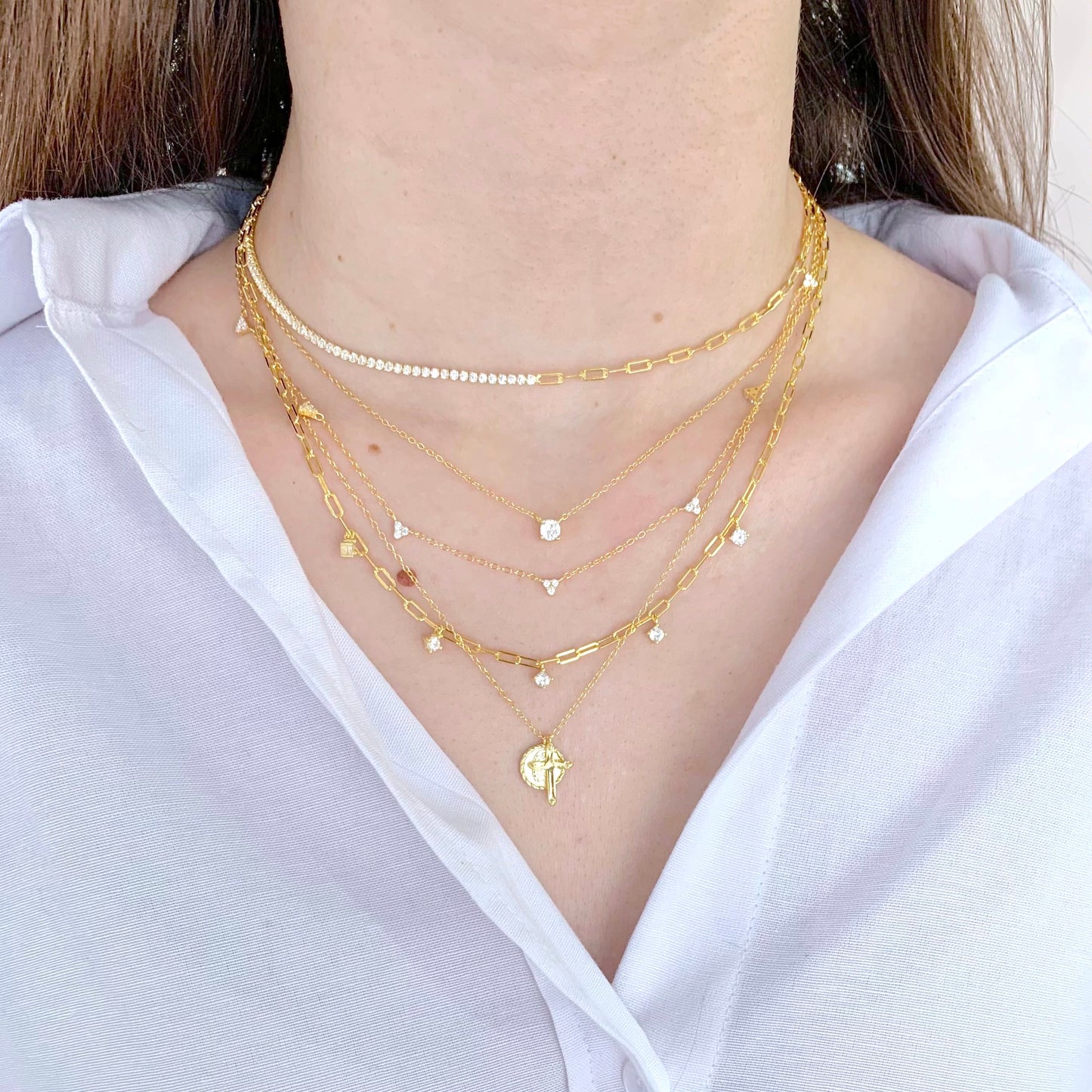 Collar Triángulos Dorado