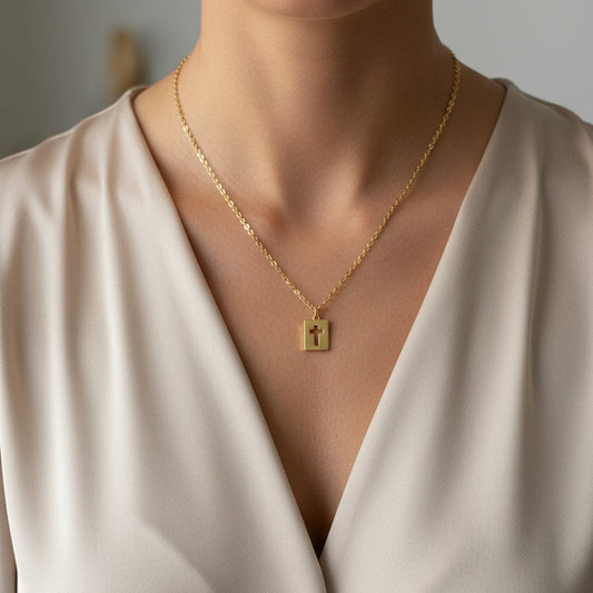 Collar Cruz Placa