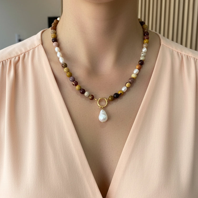 Collar Mookaite & Pearl