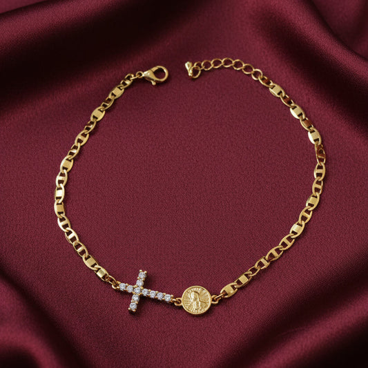 Pulsera con Virgen y Cruz