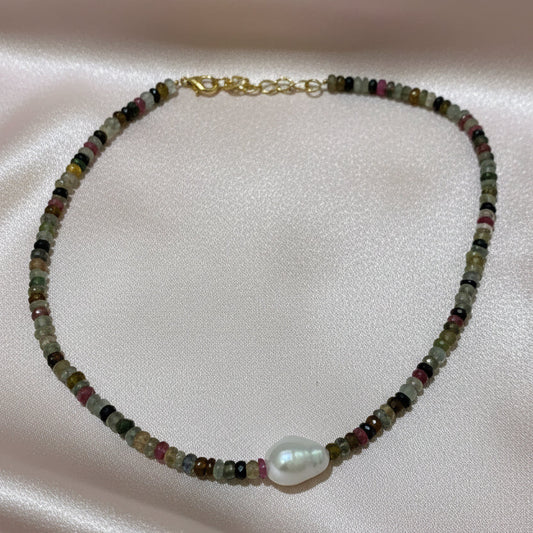 Choker Turmalinas con Perla Barroca