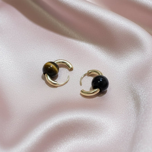 Arracadas con Esfera Ojo de Tigre