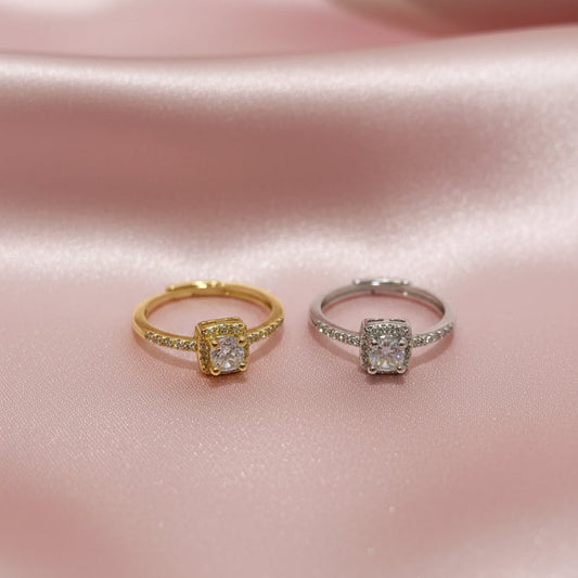 Anillo Ajustable Zirconia Cuadrada Grande