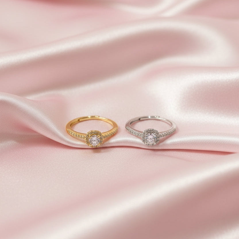 Anillo Ajustable Zirconia Cuadrada mini