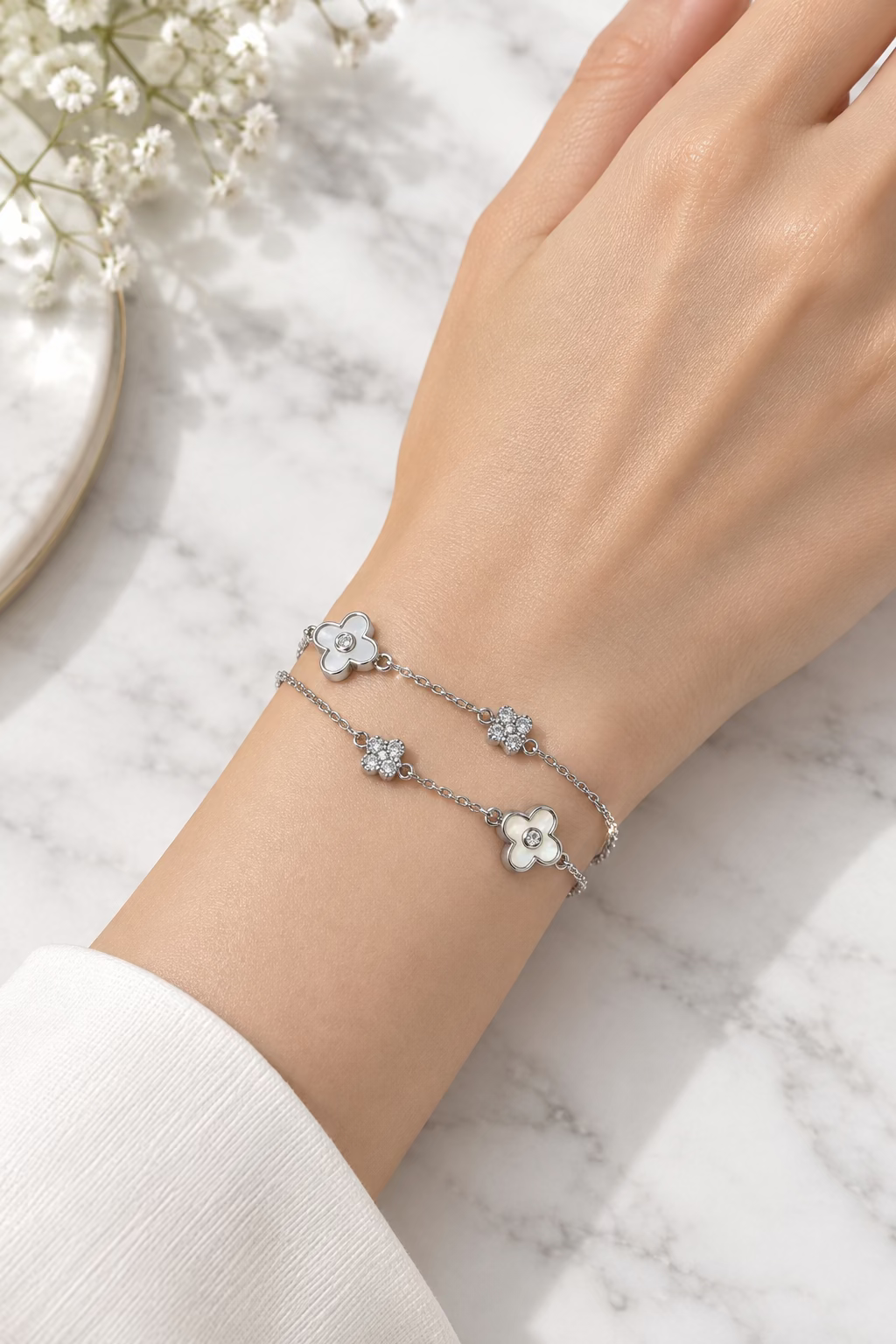 Pulsera Doble Flores