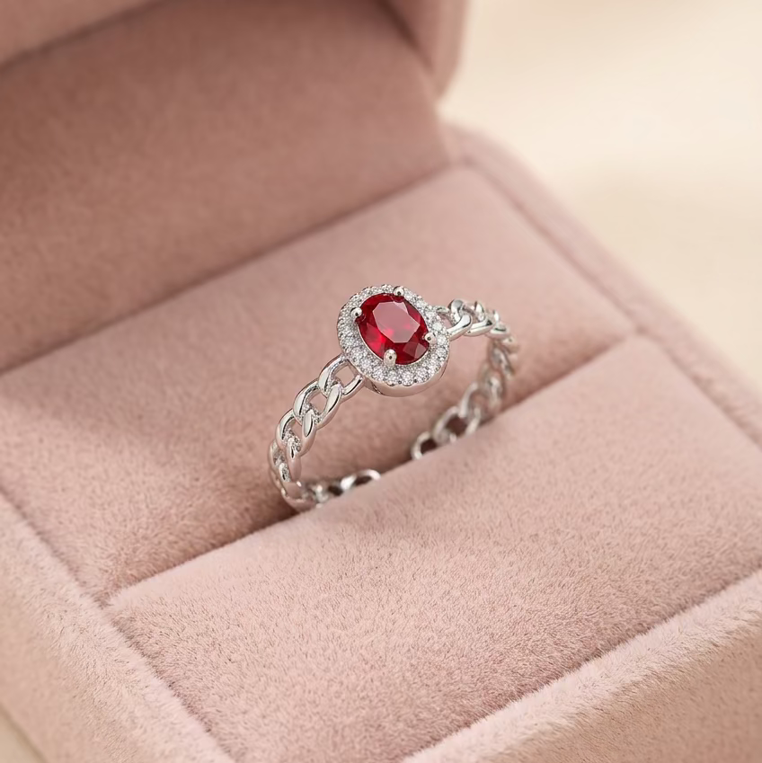 Anillo Ajustable Piedra Roja
