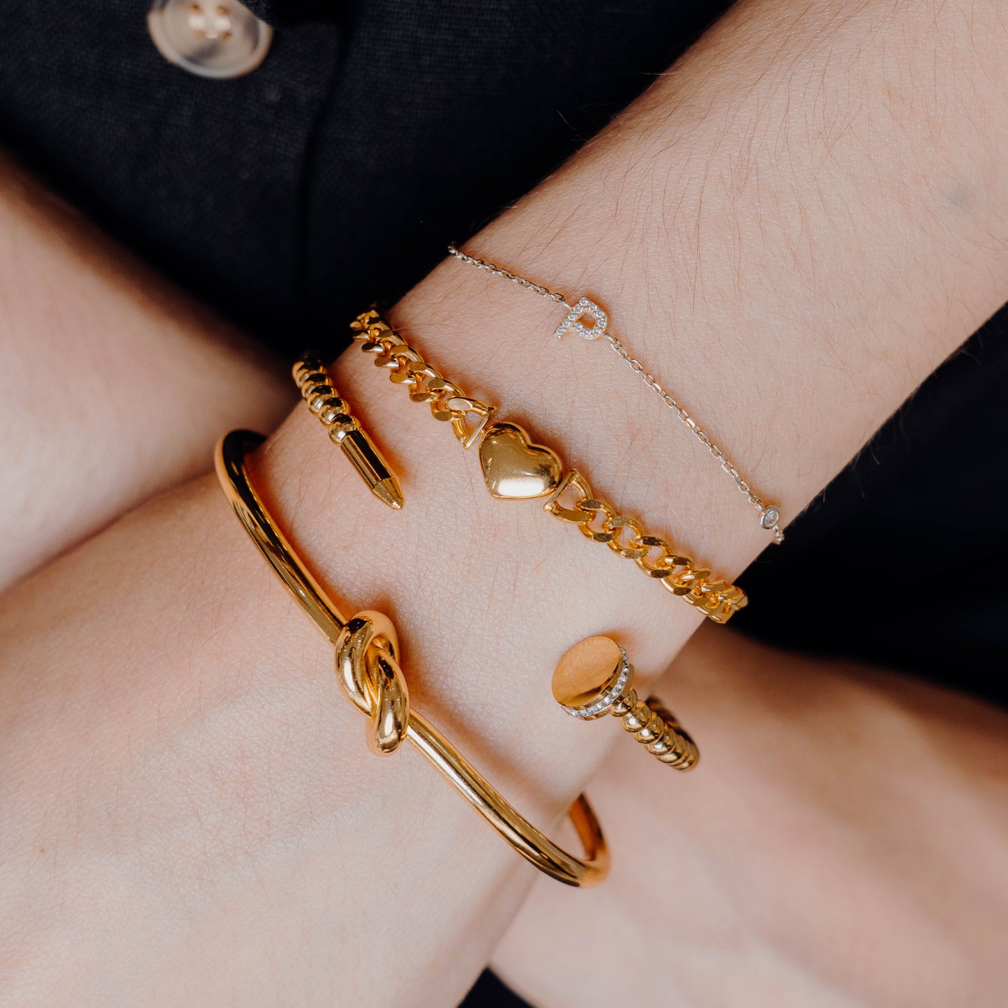 Pulsera Corazon Dorado