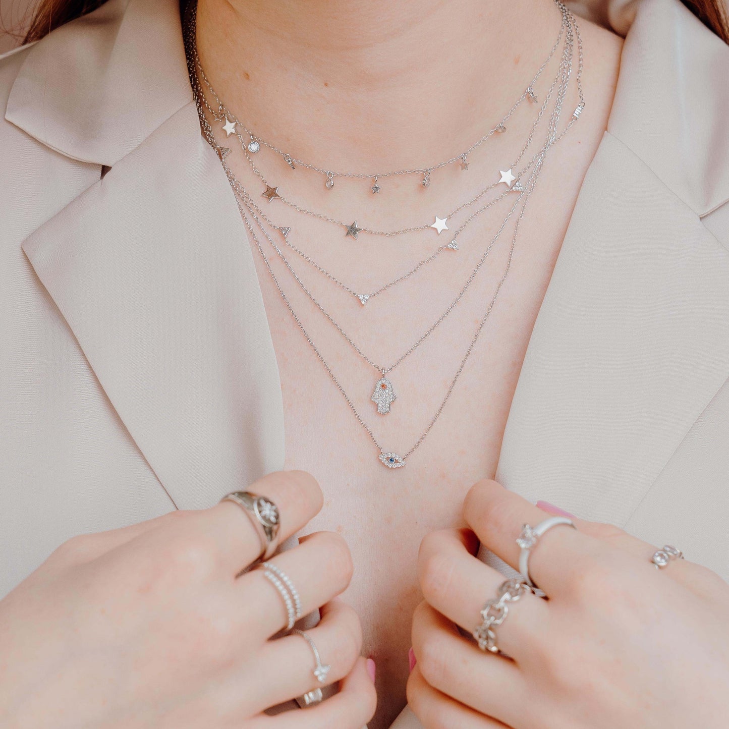 Choker Cinco Estrellas Plateado