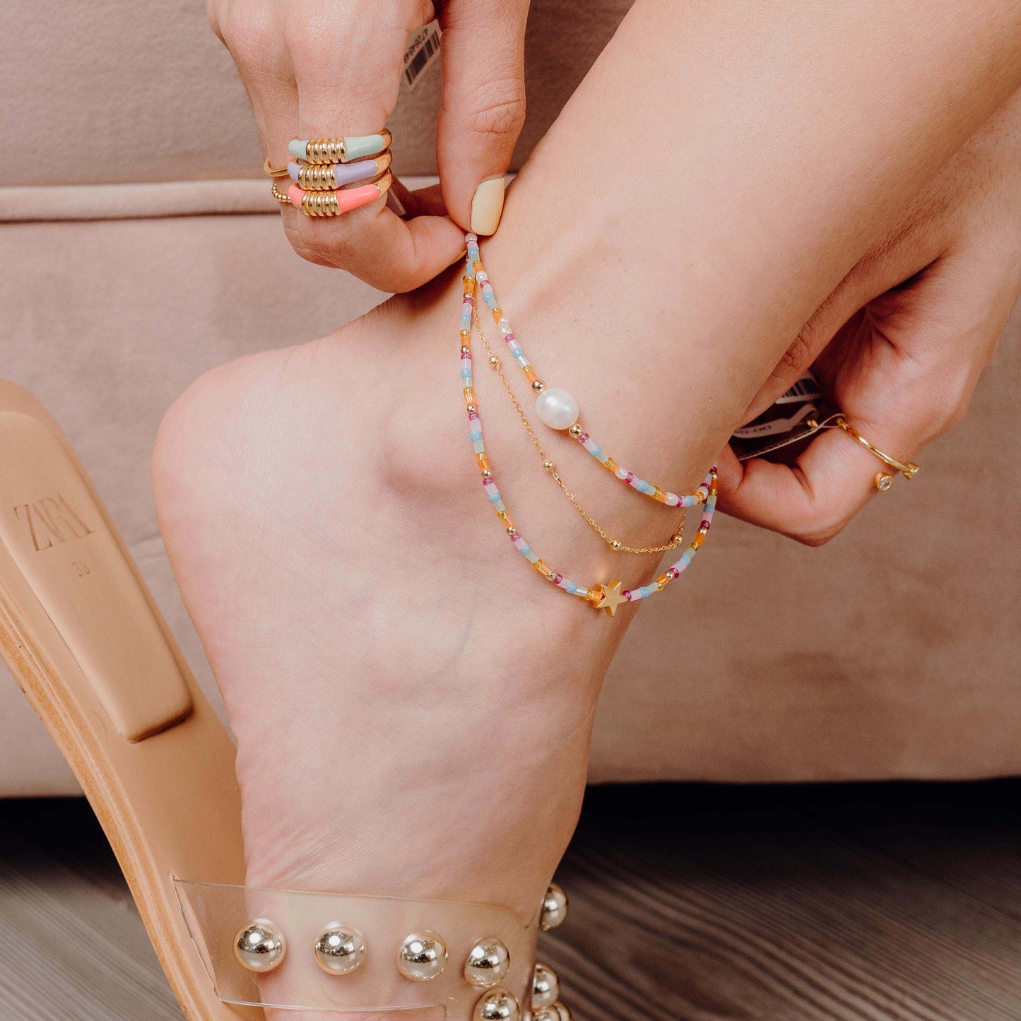 Tobillera Bolitas Dorada