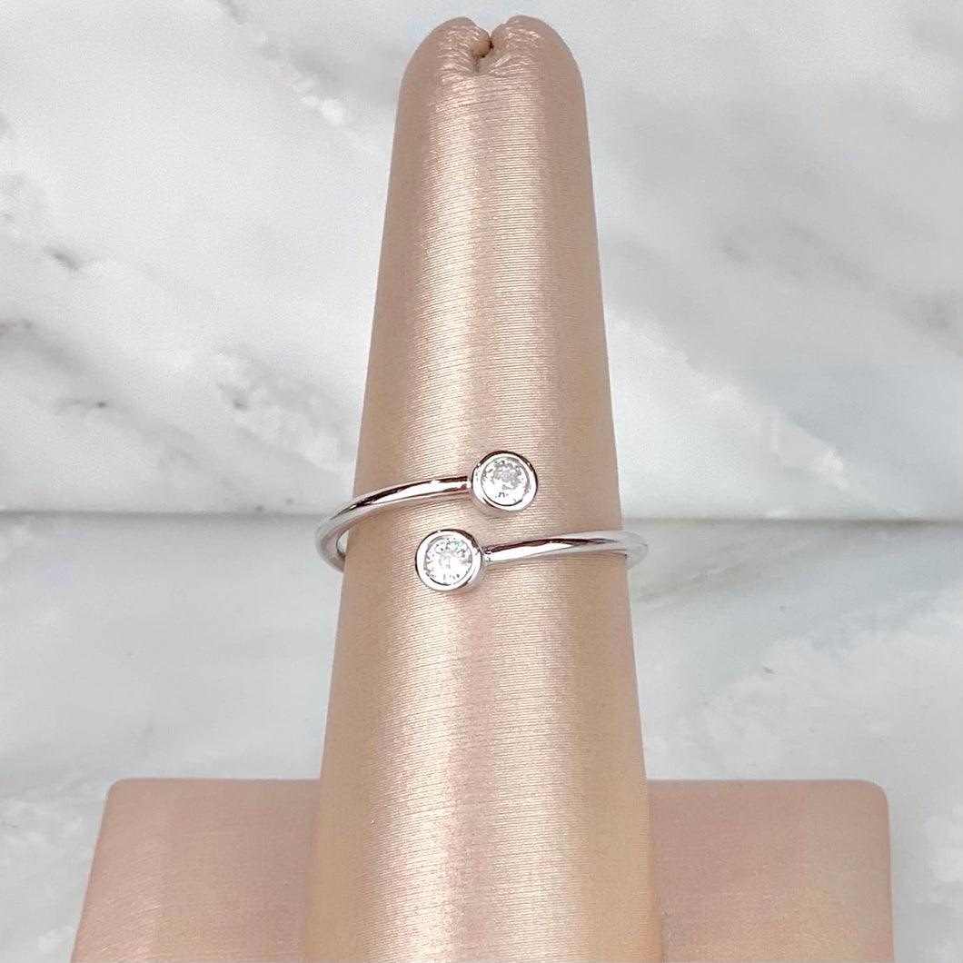 Anillo Espiral Zirconia Plateado