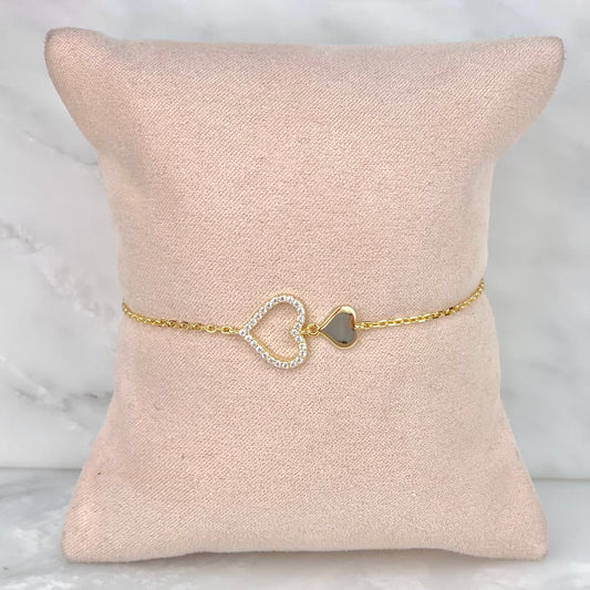Pulsera Dos Corazones Dorada