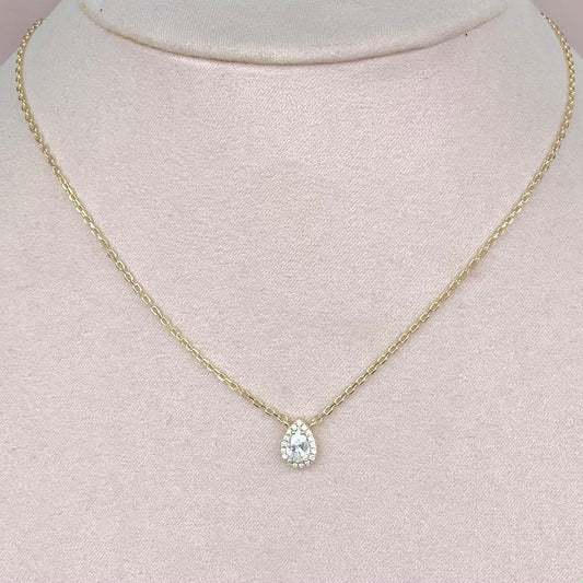 Collar Gota Zirconia Dorado