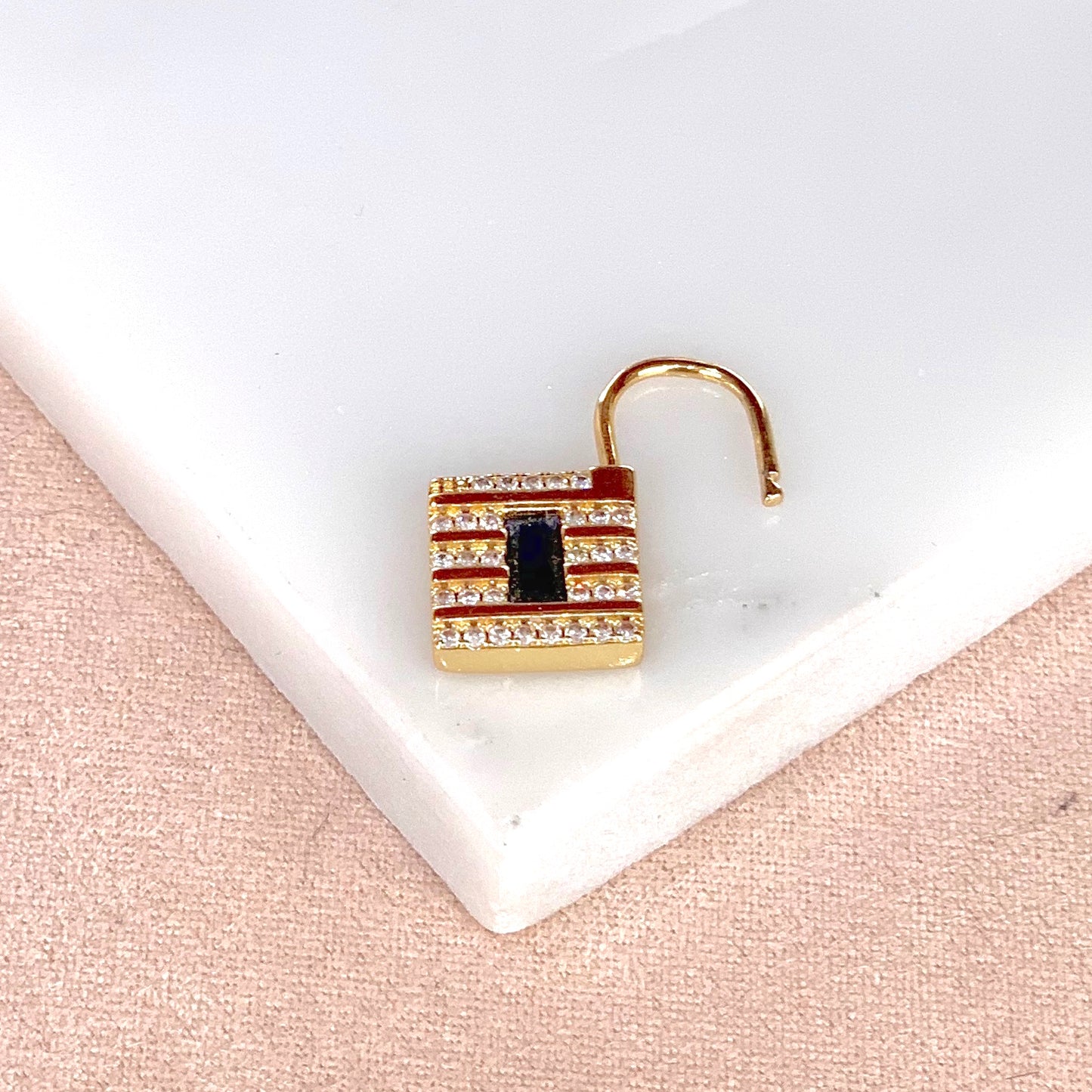 Arete-Dije Candado Rosa