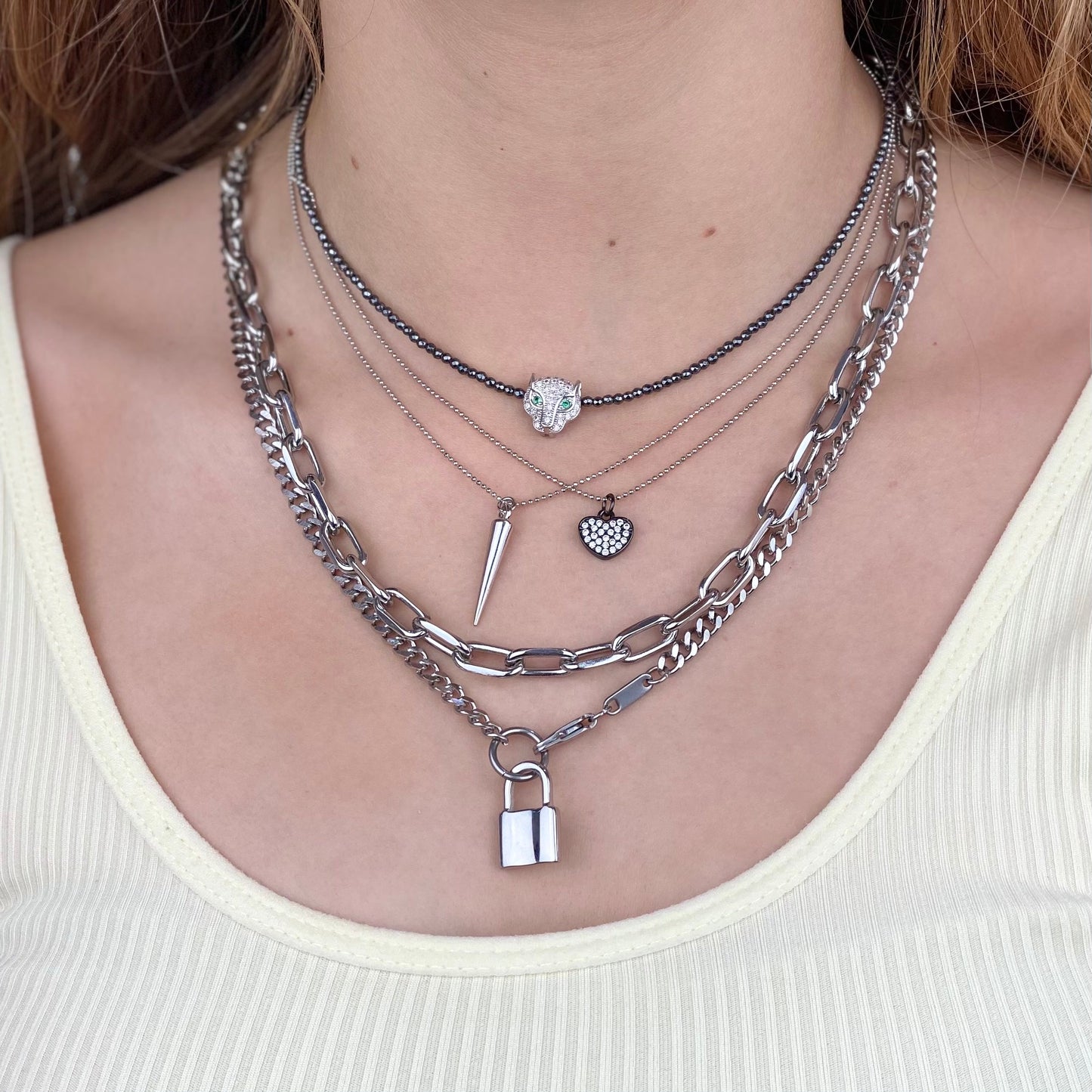 Collar Candado Plateado