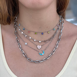 Collar Luna Turquesa Plateado