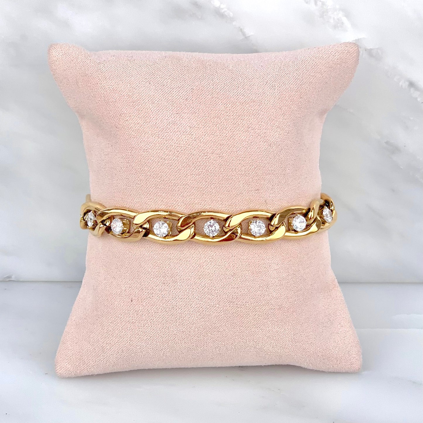 Pulsera Eslabones Zirconias Dorada