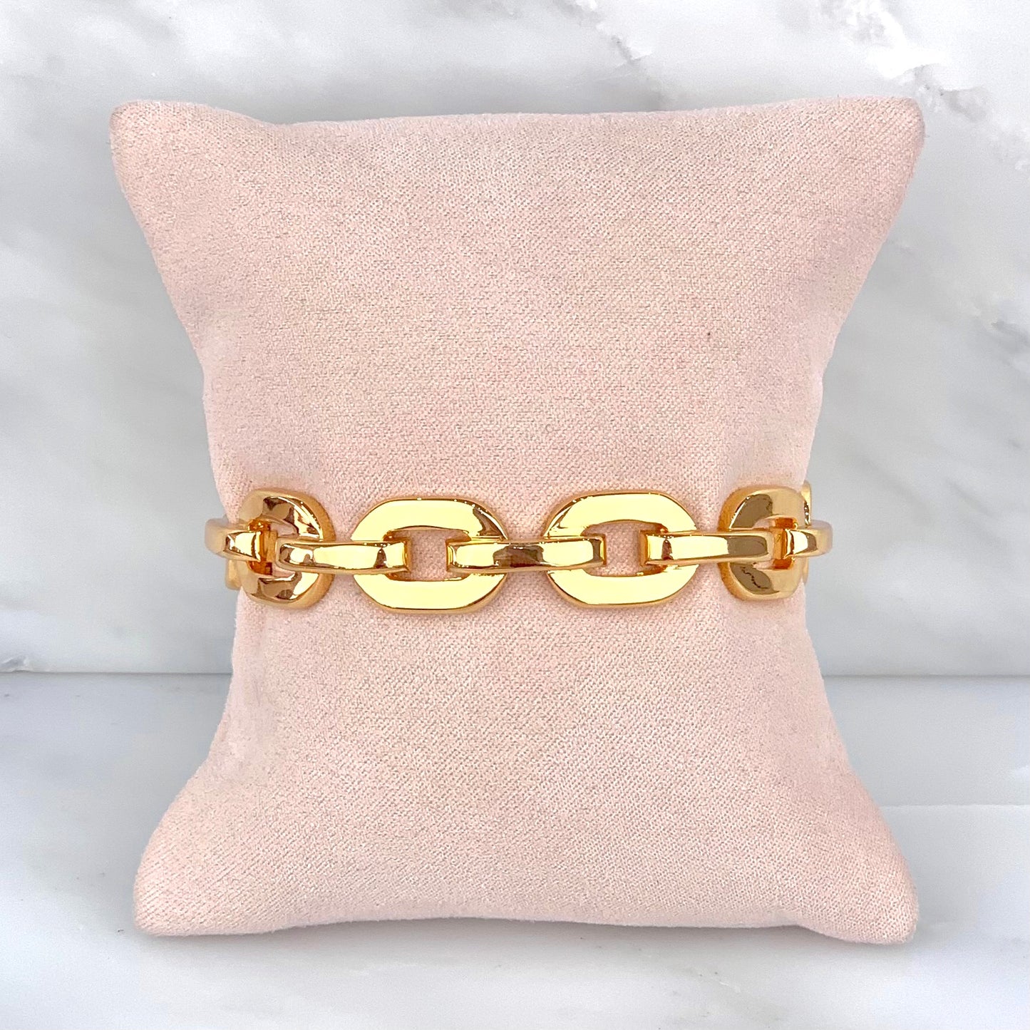 Brazalete Eslabones Grandes Dorado