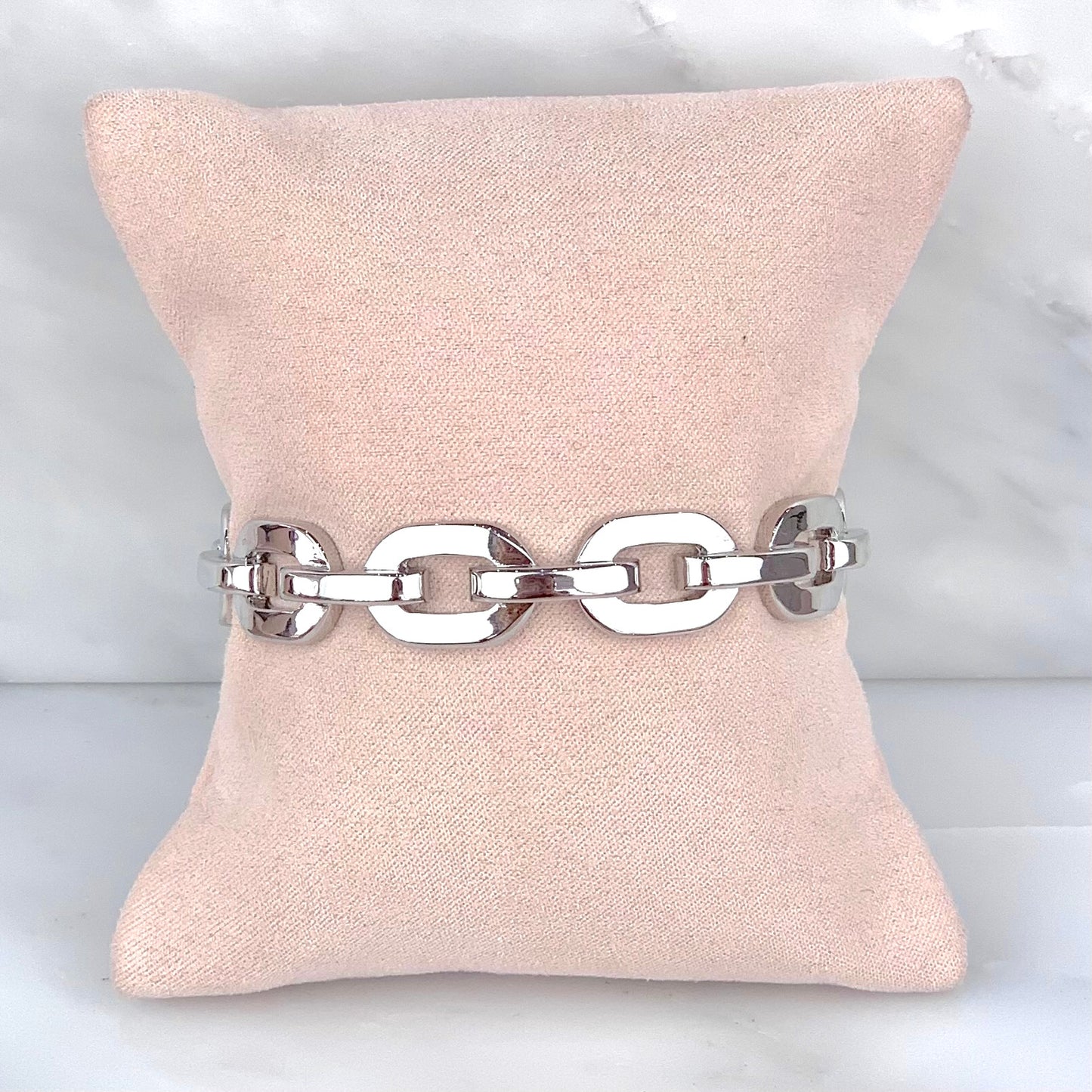 Brazalete Eslabones Grandes Plateado