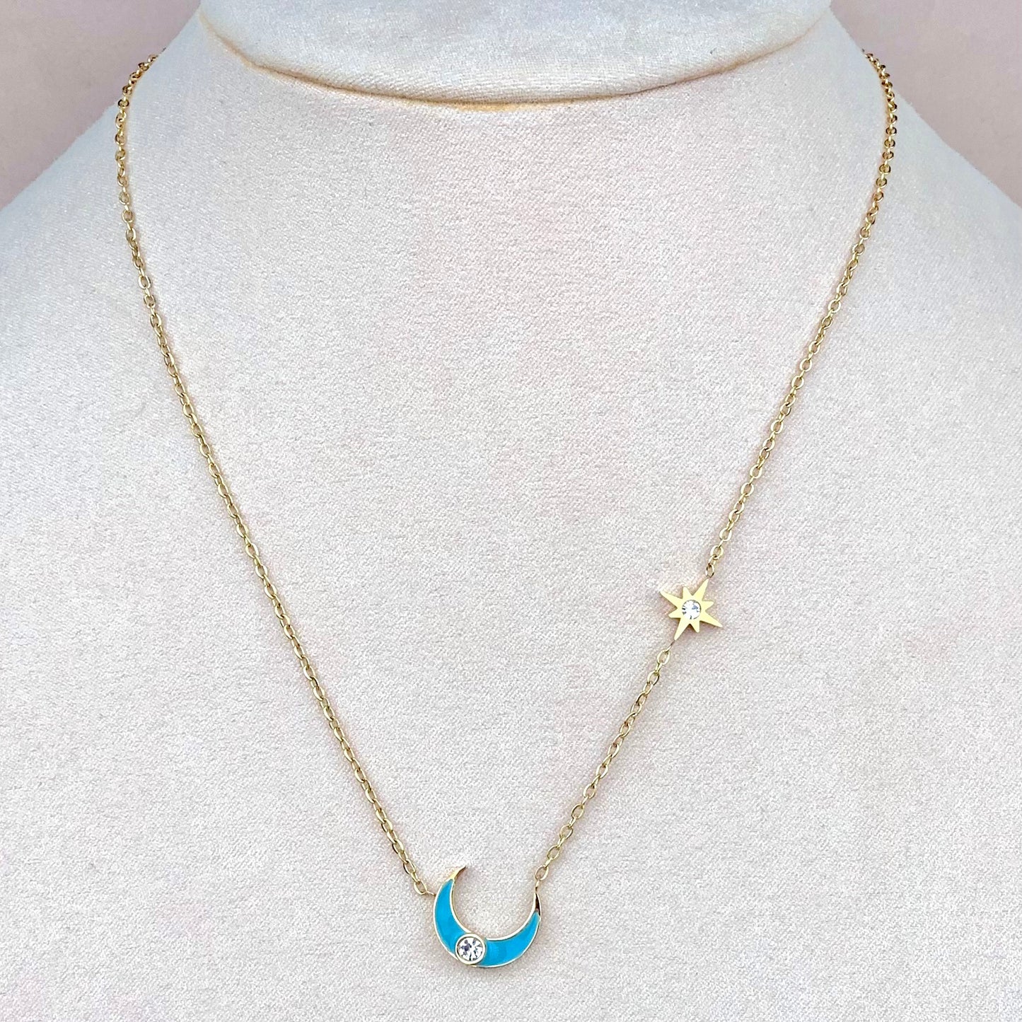 Collar Luna Turquesa Dorado