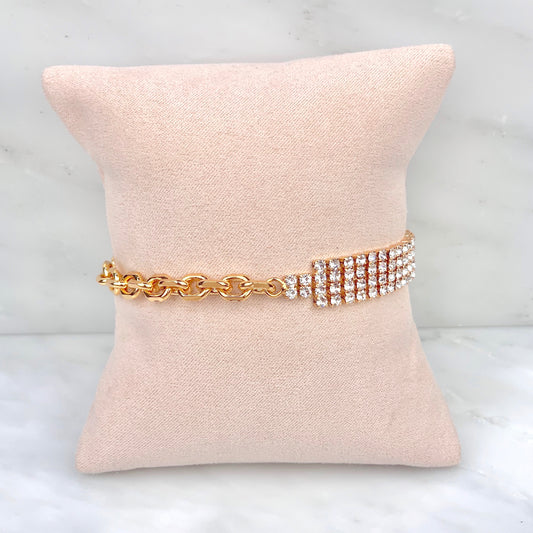 Pulsera mitad cadena y mitad zirconias