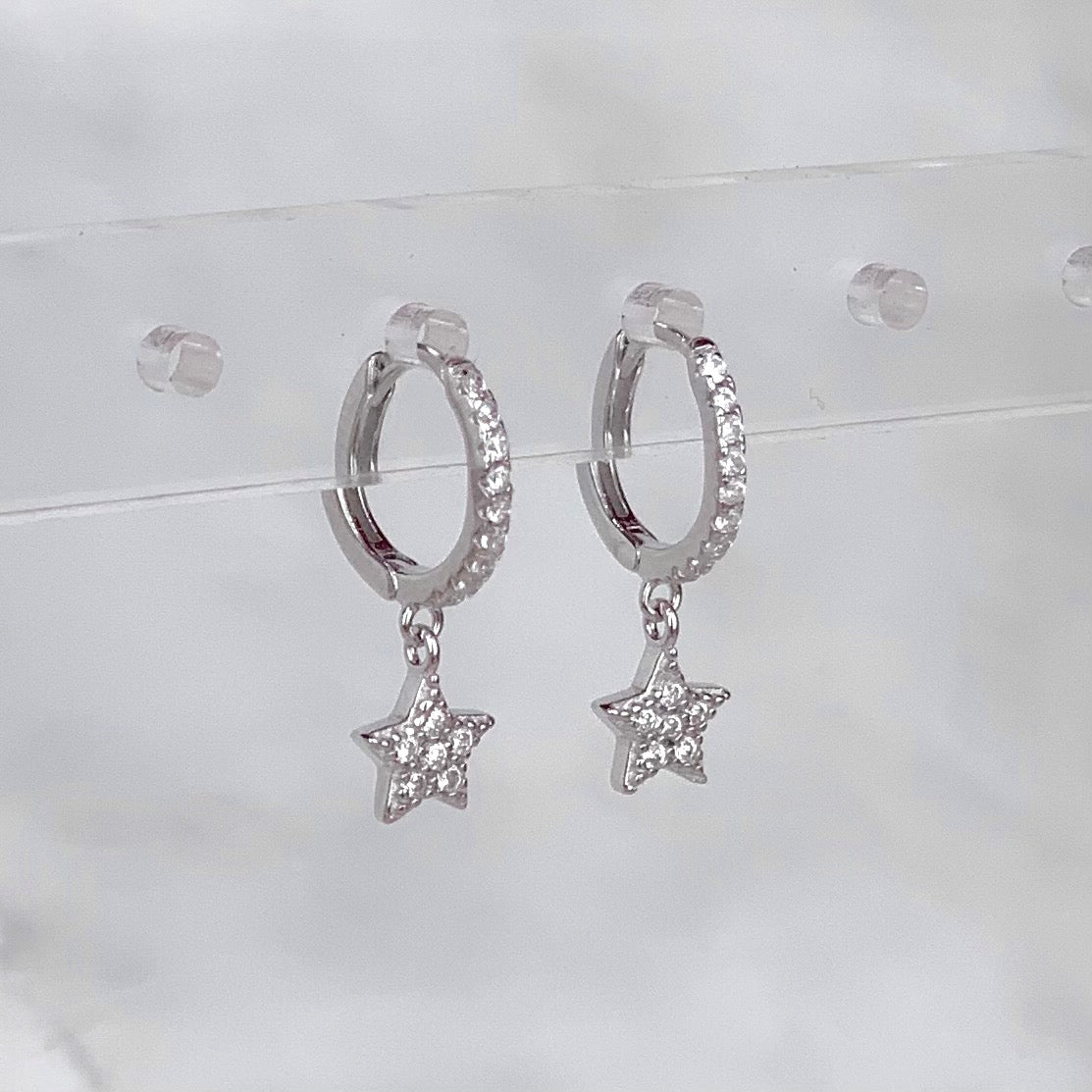 Arracada Estrella Zirconias Plateada