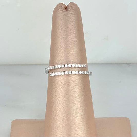 Anillo Espiral Zirconias Plateado